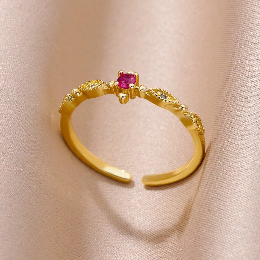 Ruby Glow Adjustable Ring – Delicate Gold Minimal Band