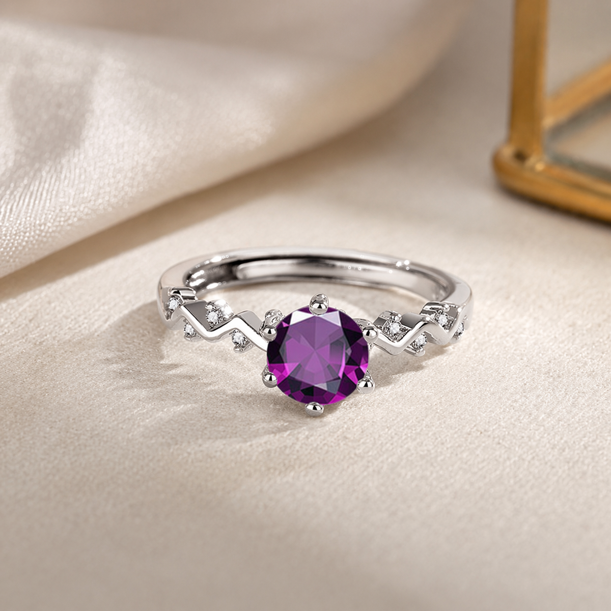 Royal Amethyst Zircon Adjustable Ring