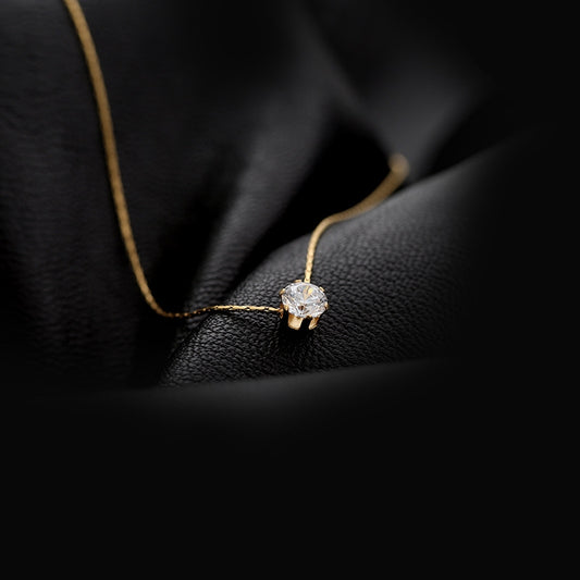 Celestial Solitaire Gold Pendant Necklace