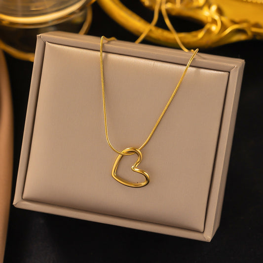 Elegant Gold Open Heart Pendant Necklace