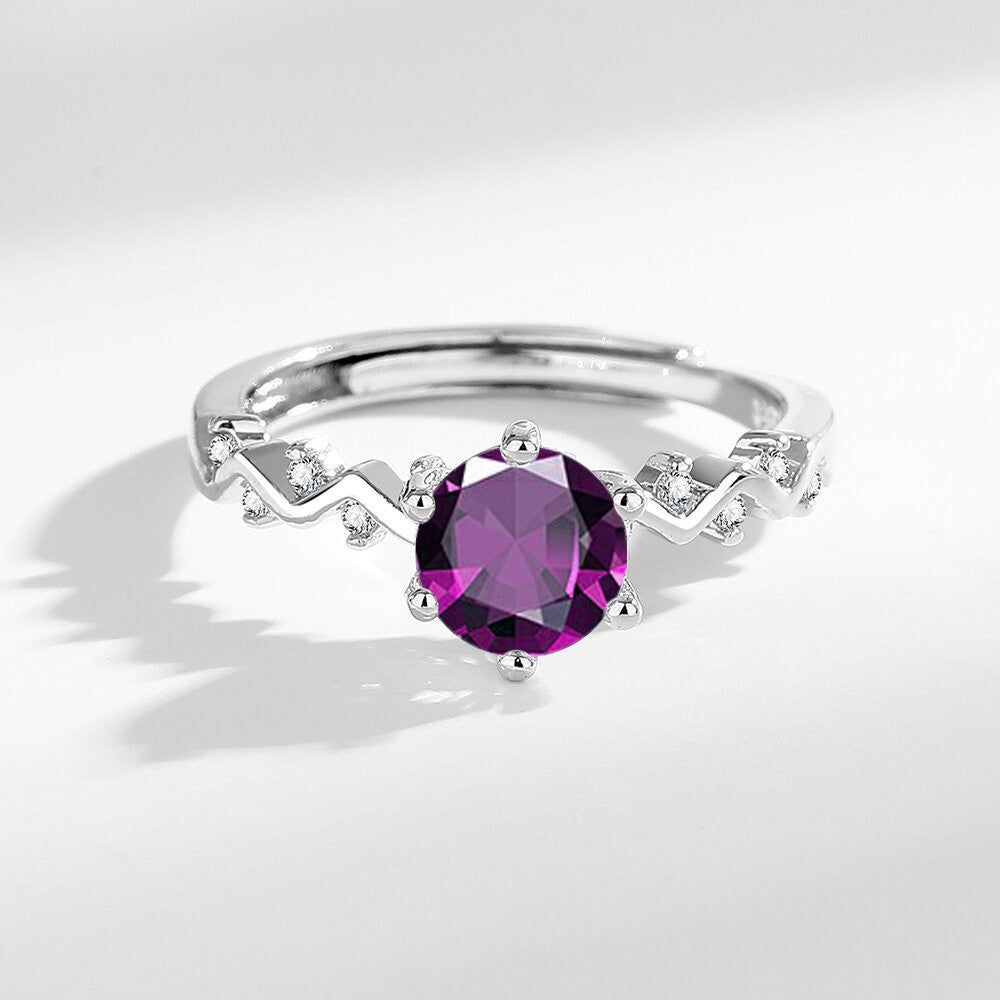 Royal Amethyst Zircon Adjustable Ring