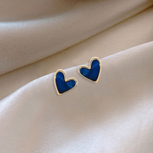 Midnight Blue Heart Stud Earrings