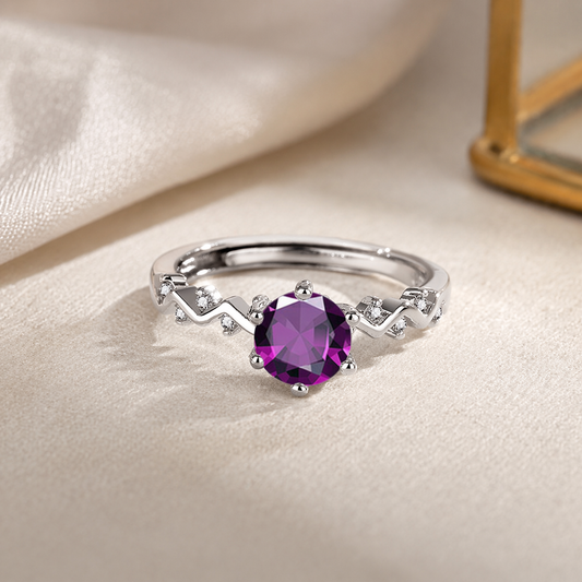 Royal Amethyst Zircon Adjustable Ring