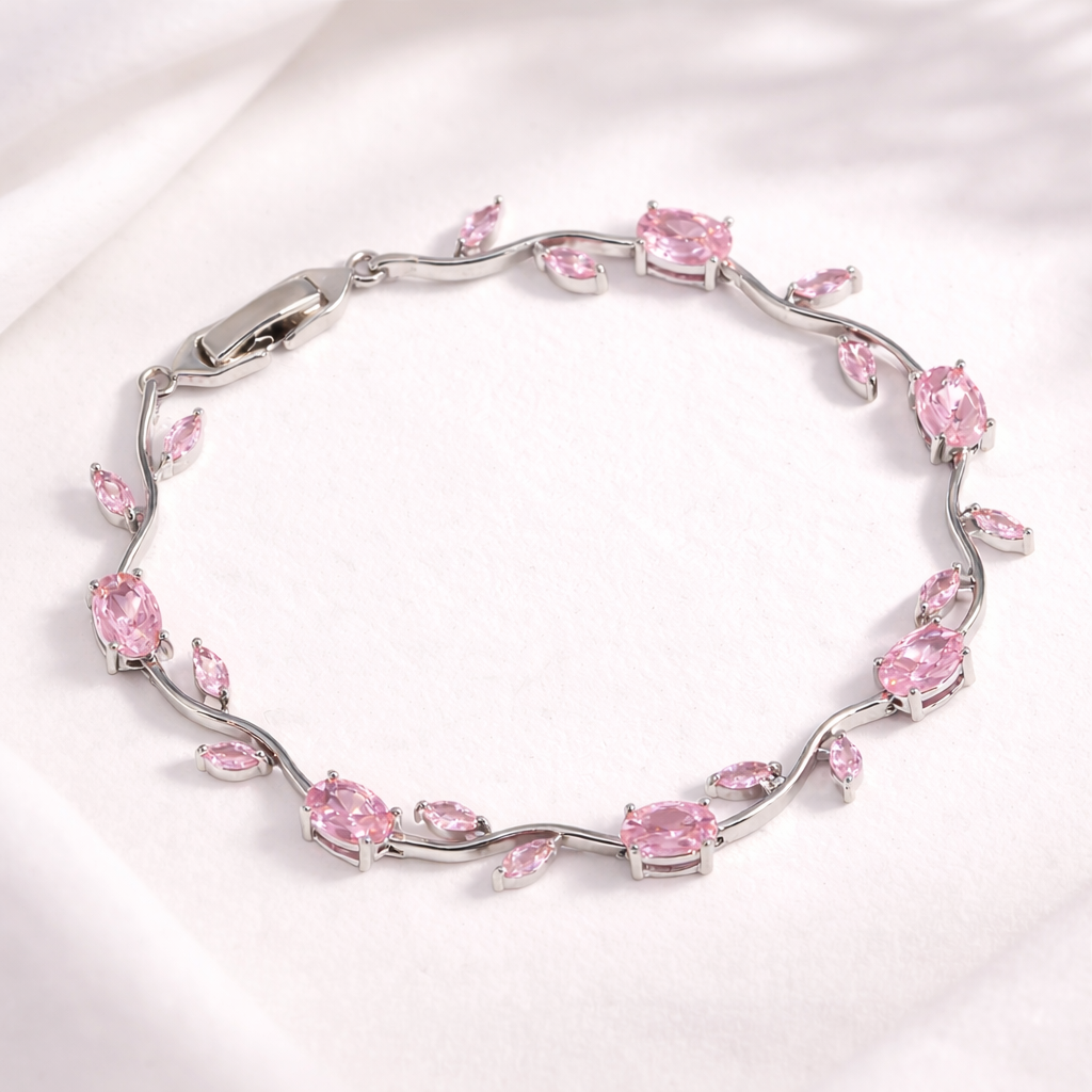 Blush Pink Crystal Tulip Bracelet