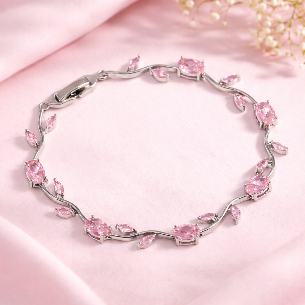 Blush Pink Crystal Tulip Bracelet