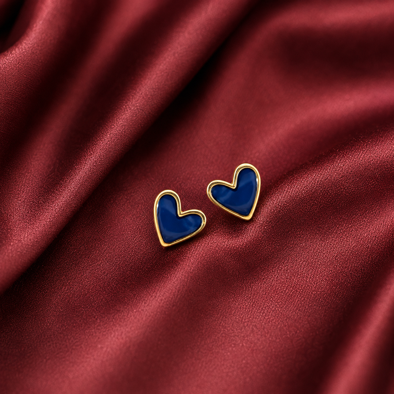 Midnight Blue Heart Stud Earrings