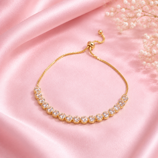 Timeless Radiance Gold Adjustable Tennis Bracelet