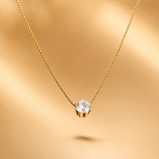Celestial Solitaire Gold Pendant Necklace
