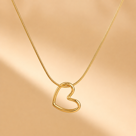 Elegant Gold Open Heart Pendant Necklace