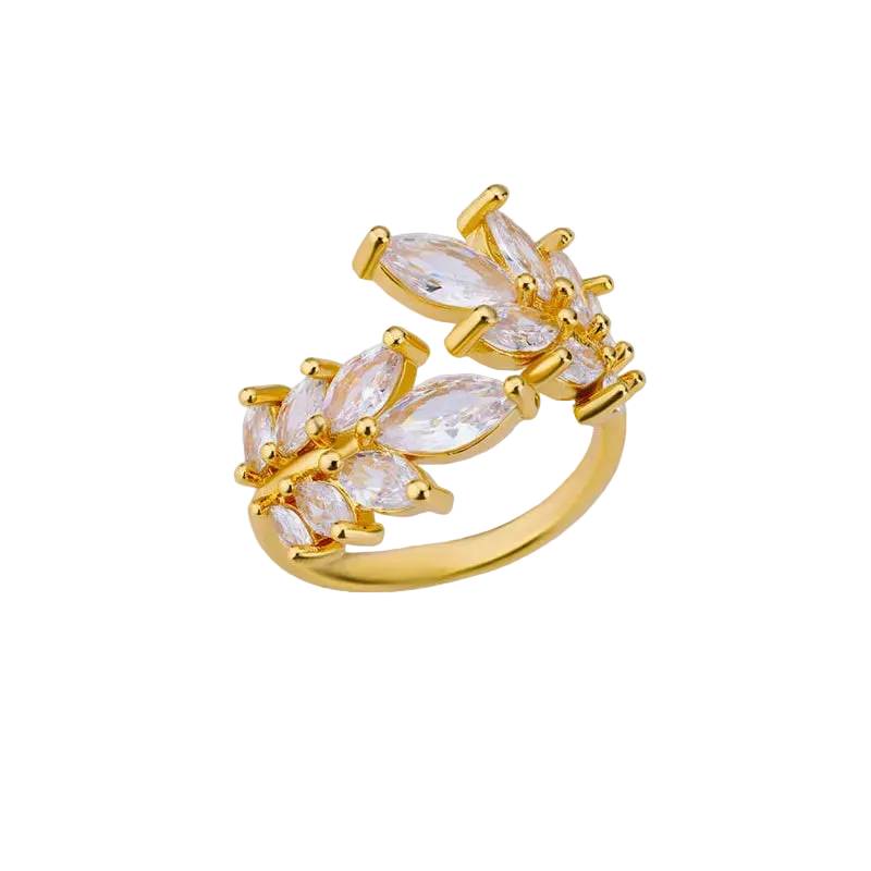 Open Leaf Gold Plated Ring