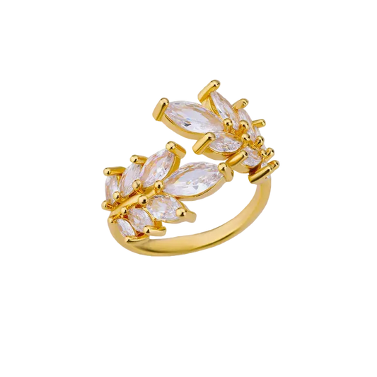 Open Leaf Gold Plated Ring
