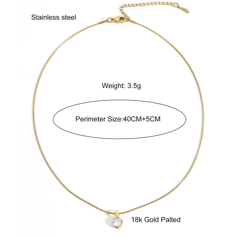 18K Gold Plated PVD Zircon Pendant Necklace