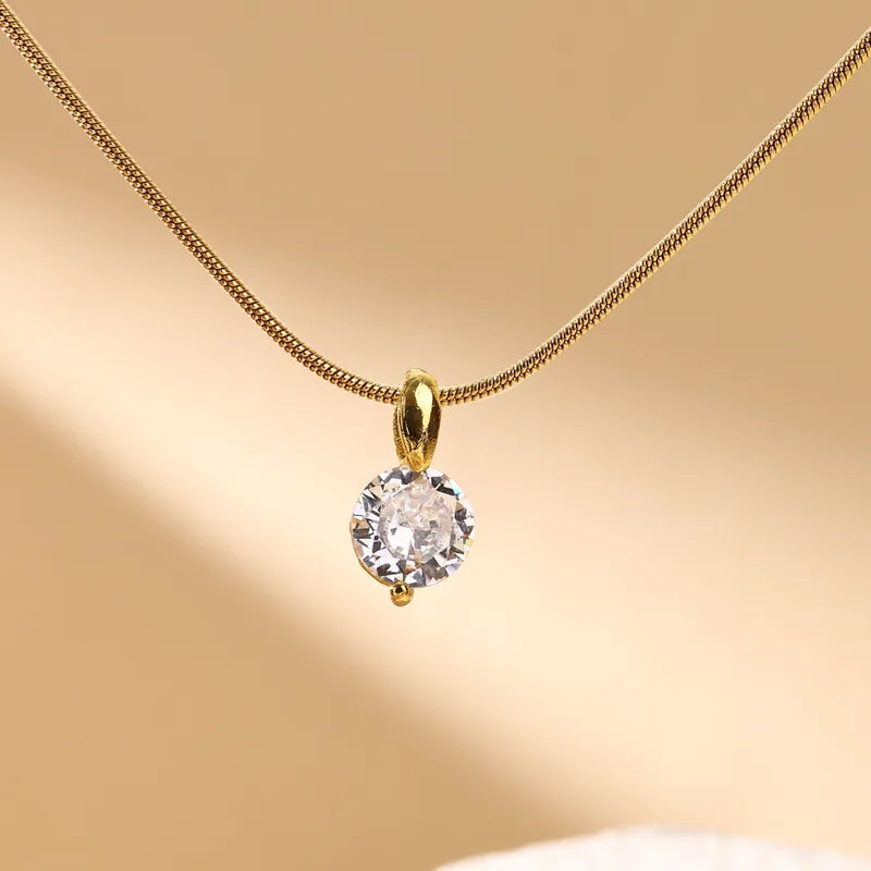 18K Gold Plated PVD Zircon Pendant Necklace
